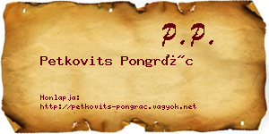 Petkovits Pongrác névjegykártya